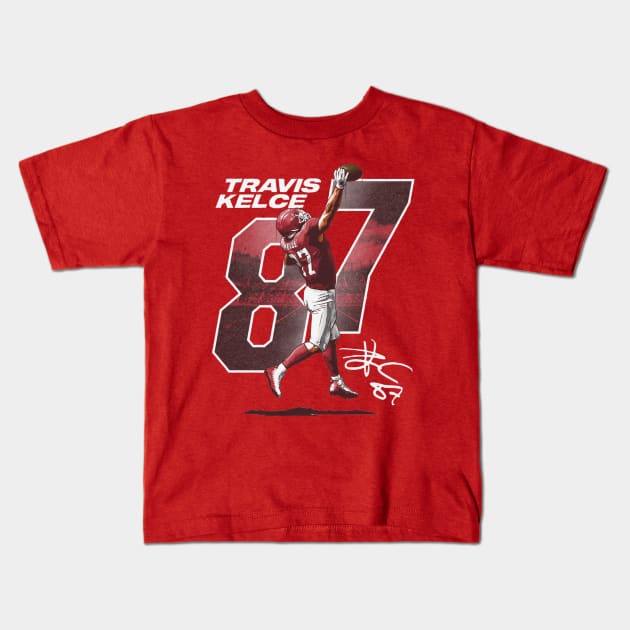 Travis Kelce Kansas City One-Handed Catch Kids T-Shirt by Buya_Hamkac